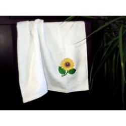 Ręcznik biały haft słonecznik 