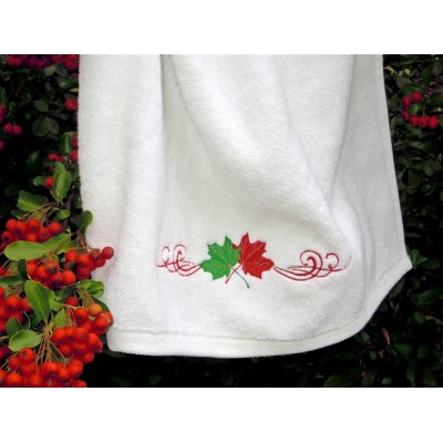 Ręcznik biały hafowany jesienne liście